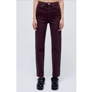 Re/Done 70's Inspired Stove Pipe Jeans Washed Plum Ladies Size 30